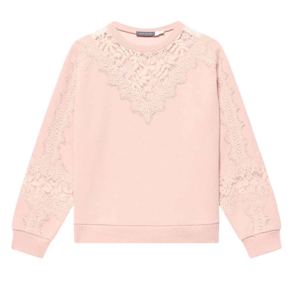 Mint Velvet Pink Lace Detail Sweatshirt